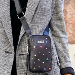 Amy Kestenberg Starlight "Just Saying" Jeweled Leather Crossbody Bag